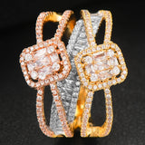 Baguette Cut Rainbow CZ Engagement Ring