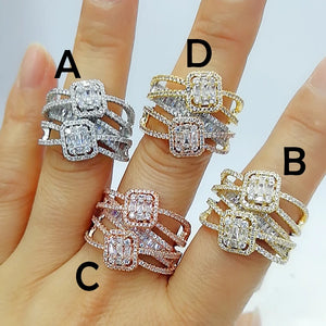Baguette Cut Rainbow CZ Engagement Ring