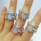 Baguette Cut Rainbow CZ Engagement Ring