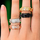 Bold CZ Chain Stackable Ring for Women Wedding Bridal Engagement
