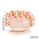 Bold CZ Chain Stackable Ring for Women Wedding Bridal Engagement