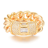 Bold CZ Chain Stackable Ring for Women Wedding Bridal Engagement