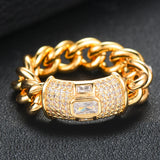 Bold CZ Chain Stackable Ring for Women Wedding Bridal Engagement