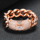 Bold CZ Chain Stackable Ring for Women Wedding Bridal Engagement