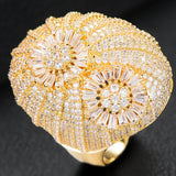 CZ Flower Wheel Bridal Engagement Dubai Finger Ring