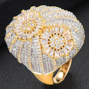 CZ Flower Wheel Bridal Engagement Dubai Finger Ring