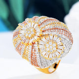 CZ Flower Wheel Bridal Engagement Dubai Finger Ring