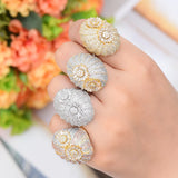 CZ Flower Wheel Bridal Engagement Dubai Finger Ring