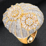 CZ Flower Wheel Bridal Engagement Dubai Finger Ring