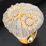 CZ Flower Wheel Bridal Engagement Dubai Finger Ring