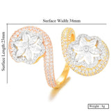 Flower Bold Rings with Zirconia Stones Women Engagement Party Jewelry