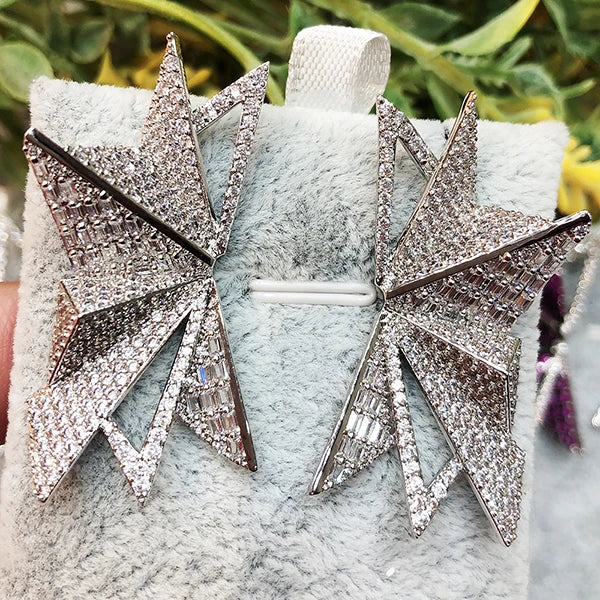 Feather Geometry Castle Earrings Wedding Engagement Party Dubai Earrings