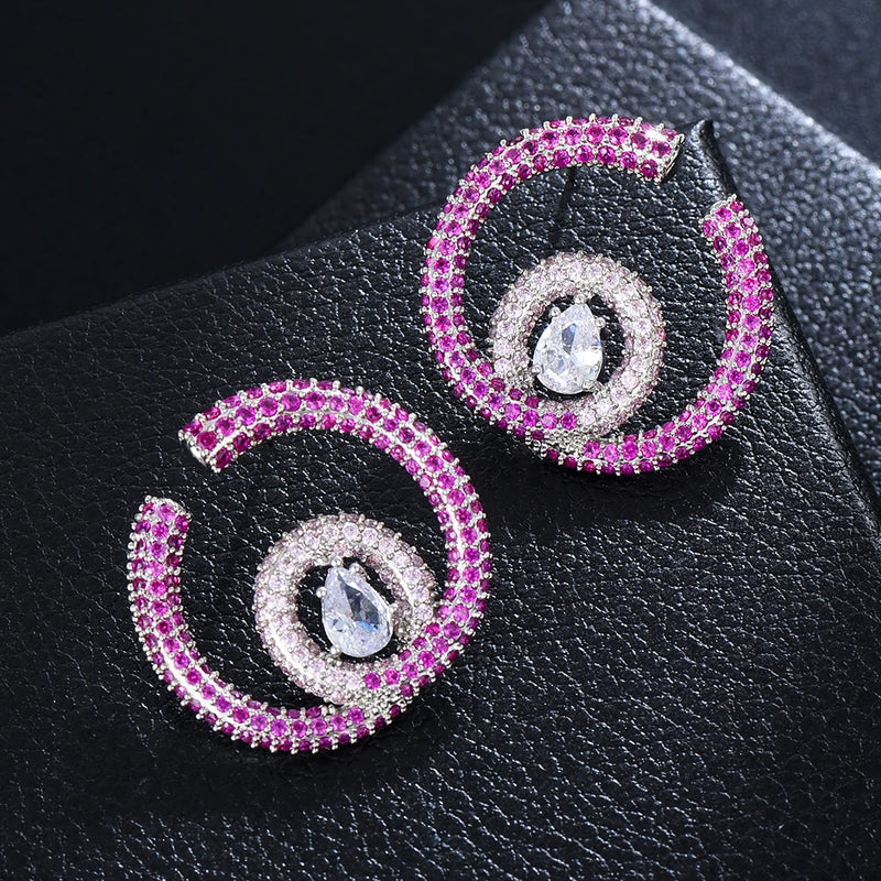 Circle Earrings Women Wedding Party Bridal Jewelry Gift