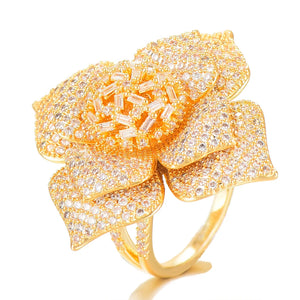 Flowers Statement Rings For Women Wedding Engagement