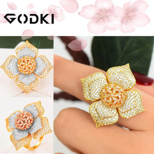 Flowers Statement Rings For Women Wedding Engagement