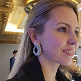 Geometry Flower Micro Paved Cubic Zirconia Wedding Earrings