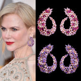 Geometry Flower Micro Paved Cubic Zirconia Wedding Earrings