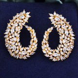 Geometry Flower Micro Paved Cubic Zirconia Wedding Earrings