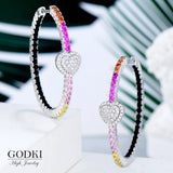 Heart Love Hoop Earrings with CZ Charms for Women