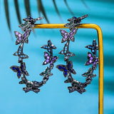 Butterflies Hoop Earrings Copper Pave Cubic Zirconia Women Earrings