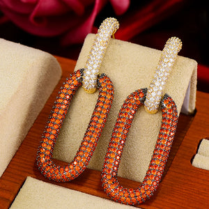 Purple Drop Earrings Twist Circle Chain Vintage Multilayer Statement Jewelry