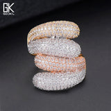 Hot Feather Cubic Zircon Crystal CZ Party Finger Rings For Women