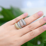 Hot Feather Cubic Zircon Crystal CZ Party Finger Rings For Women