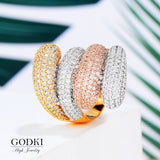Hot Feather Cubic Zircon Crystal CZ Party Finger Rings For Women