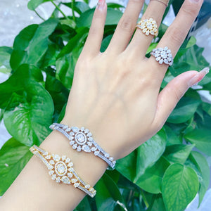 2PCS Dubai Bangle Ring Set for Women Wedding Engagement