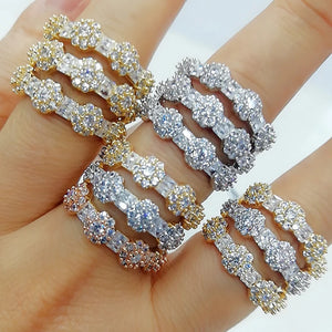3-Layer Zirconia Stones Statement Rings for Women