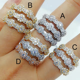 3-Layer Zirconia Stones Statement Rings for Women