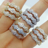 3-Layer Zirconia Stones Statement Rings for Women