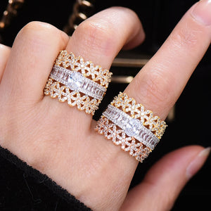 3-Layer Zirconia Statement Rings for Women