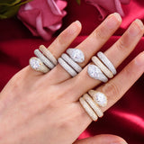 3-Layer Zirconia Stones Twist Snake Rings Women Engagement Party Jewelry