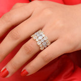 Bold Statement Ring Baguette Zirconia Women Engagement Party Jewelry