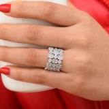 Bold Statement Ring Baguette Zirconia Women Engagement Party Jewelry