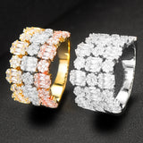 Bold Statement Ring Baguette Zirconia Women Engagement Party Jewelry