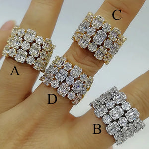 Bold Statement Ring Baguette Zirconia Women Engagement Party Jewelry