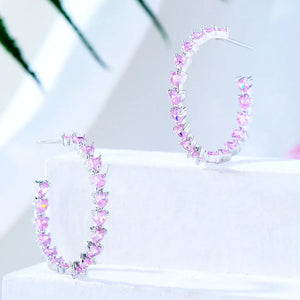 3 Tone Flower Tassel Drop Cubic Zircon Hoop Earrings Dubai Wedding Bridal