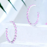 3 Tone Flower Tassel Drop Cubic Zircon Hoop Earrings Dubai Wedding Bridal