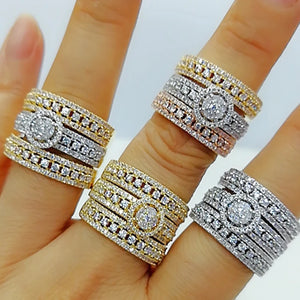 3-in-1 Stackable Wedding Rings for Women Bridal CZ Accessories