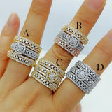 3-in-1 Stackable Wedding Rings for Women Bridal CZ Accessories