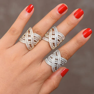 Bold Zirconia Stones Twist Rings for Women Engagement Party
