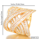 4-Layer Twist Bold Rings with Zirconia Stones for Women