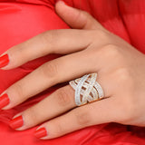 Bold Zirconia Stones Twist Rings for Women Engagement Party