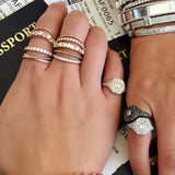 5-in-1 Stackable Rings with CZ Stones Women's Party Jewelry