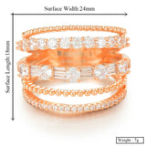 5-in-1 Stackable Rings with CZ Stones Women's Party Jewelry