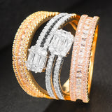 Baguette Cross Bold Statement Rings with Zirconia Stones