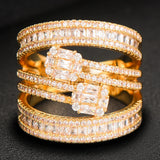 Baguette Cross Bold Statement Rings with Zirconia Stones