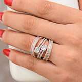 Baguette Cross Bold Statement Rings with Zirconia Stones